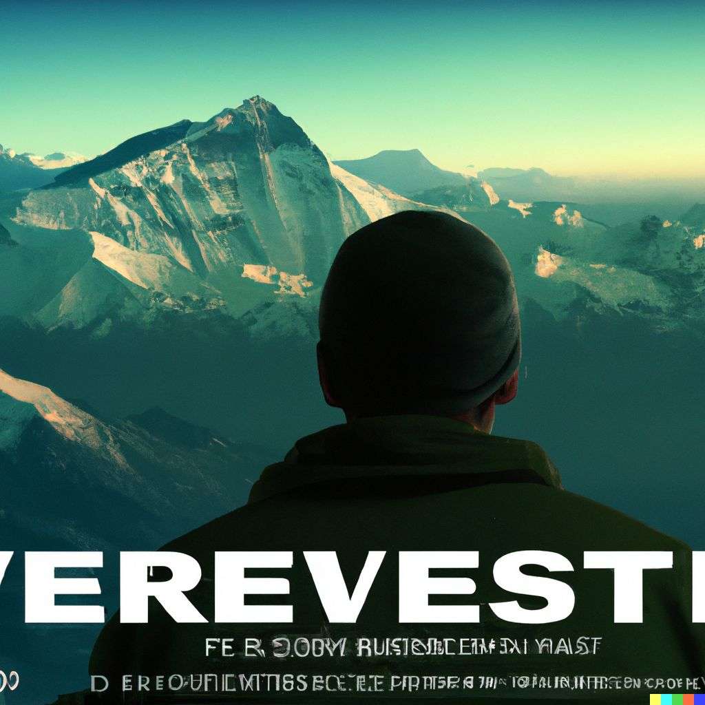 someone gazing at Mount Everest, promotional poster for an independent movie